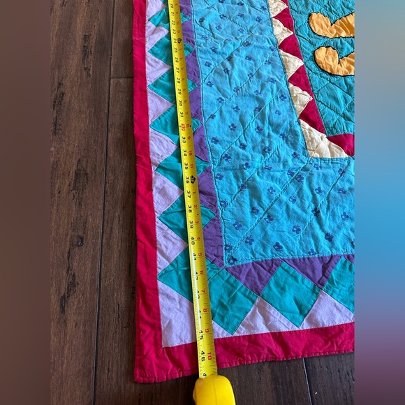 Vintage Disney Winnie The Pooh Toddler Blanket Patchwork Quilt Embroidered 90’s - Picture 11 of 15